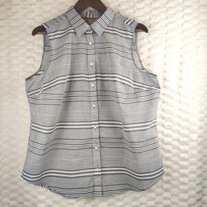 St. John's Bay Gray And White Striped Sleeveles Top Women's Size XL